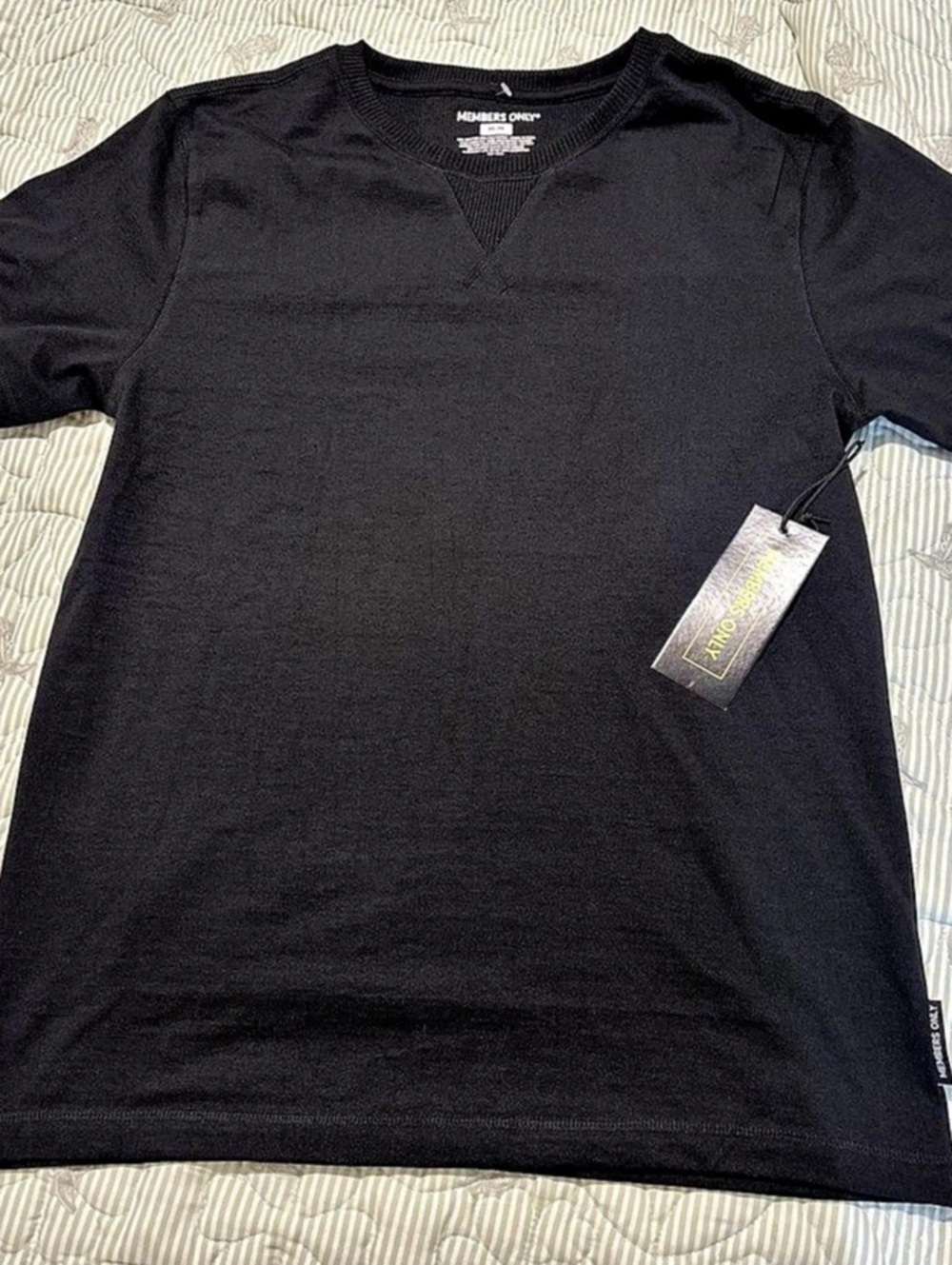 Members Only Men's Black V-Neck Tee Size Medium